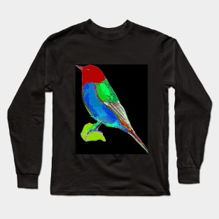 Abstract Electric Blue Breasted Bird Long Sleeve T-Shirt